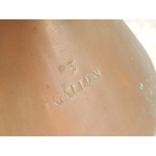 121 - Large Victorian Three Gallon Copper Harvest Jug with V.R Stamp