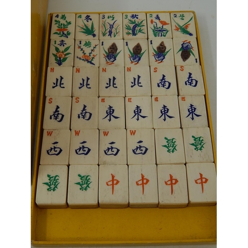 128 - 1920's Mah Jongg Set complete with all tiles, pegs, counters, dice & guide, contained within origina... 