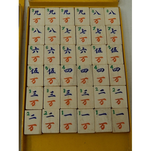 128 - 1920's Mah Jongg Set complete with all tiles, pegs, counters, dice & guide, contained within origina... 