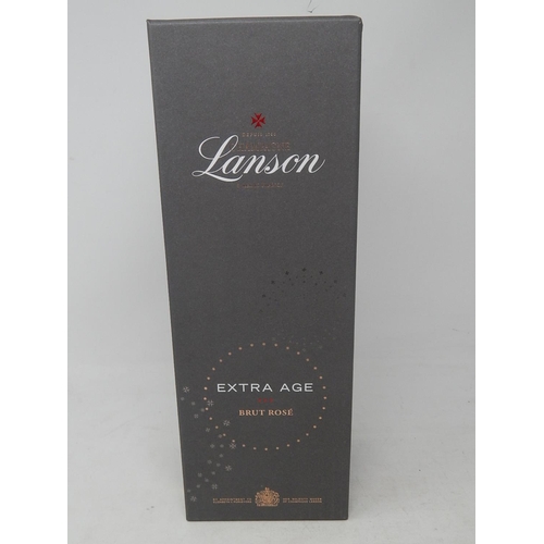 129 - Vintage Bottle of Lanson Extra Age Brut Rose Champagne: Virgin Airways with Salt & Pepper Shakers in... 