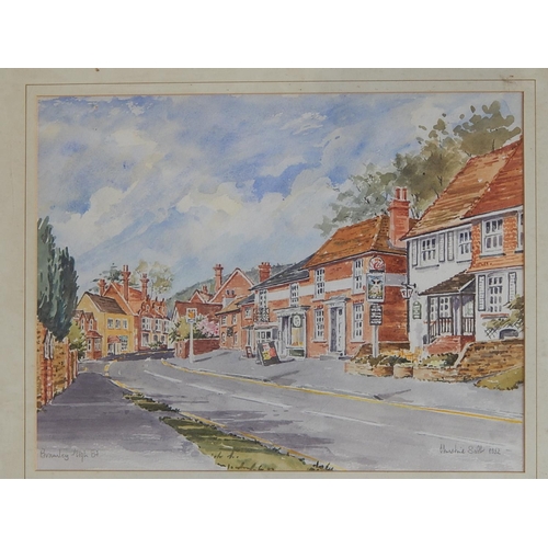 148 - Watercolour of Bramley High Street by Christine Scott dated 1992: Framed & Glazed: Measures 51cm x 3... 