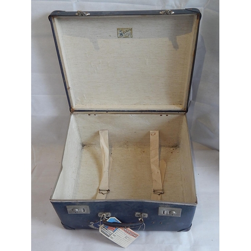 152 - Vintage 1950's Ships Suitcase with Various Labels Including Several Cunard: Measures 50cm x 42cm