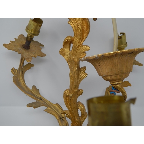 163 - Ormolu Five Branch Chandelier with Ceiling Rose: Measures 42cm diameter x 34cm high.