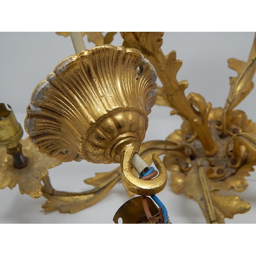 163 - Ormolu Five Branch Chandelier with Ceiling Rose: Measures 42cm diameter x 34cm high.