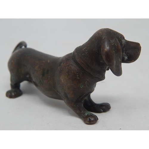 178 - Antique Bronze Dachshund . Measures 7.5cm