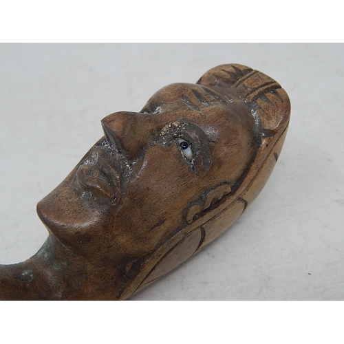 179 - Vintage Wooden Letter Opener with the Terminal formed as a head with glass eyes: Measures 37.5cm