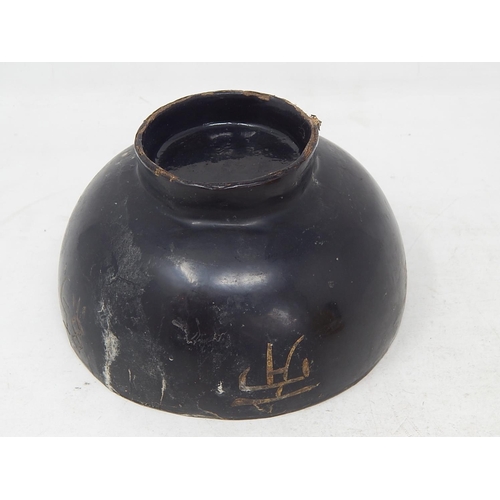 180 - Antique/Vintage Japanese Black Lacquer Bowl with Character Marks. Measures 14.2cm diameter