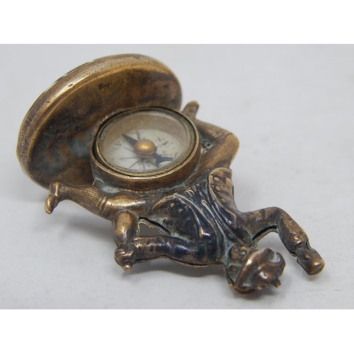 182 - Late 19th Century Continental Agate Seal formed as a drunken man with Compass. Measures 3cm high