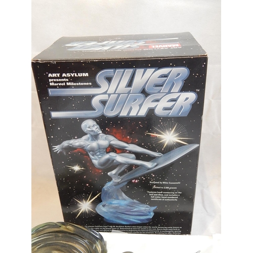 183 - Large Marvel Comics Silver Surfer Figure 921/2500 by Sculptor Mike Cusanelli with COA in Original Pa... 