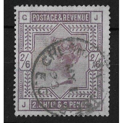 204 - GB Queen Victoria 2s 6d lilac Very Fine Used SG179a on blued paper very rare