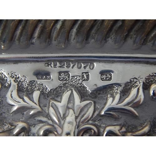 2 - Victorian Silver Tray Embossed with panels of foliate decoration within a fluted border: Hallmarked ... 