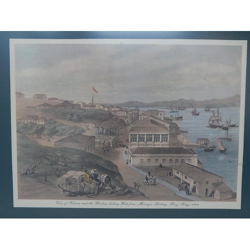 408 - Five C19th Coloured Prints of Hong Kong: Framed & Glazed with makers labels to reverse: Each Measuri... 