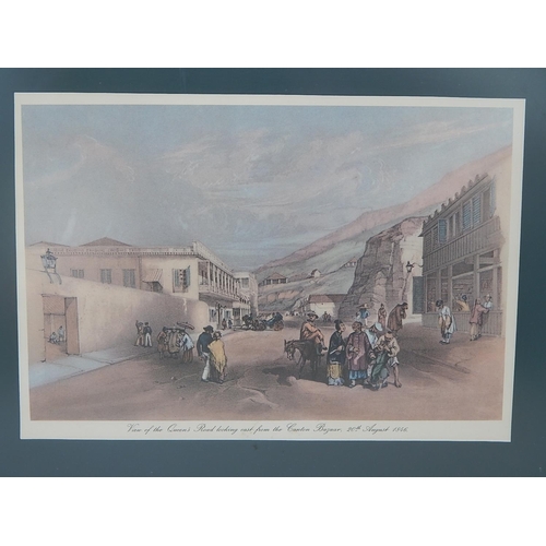 408 - Five C19th Coloured Prints of Hong Kong: Framed & Glazed with makers labels to reverse: Each Measuri... 