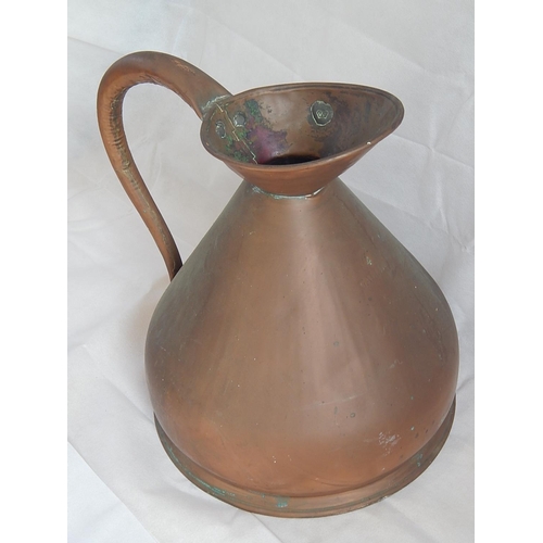 414 - Large Victorian Four Gallon Copper Harvest Jug with V.R Stamp c.1870.