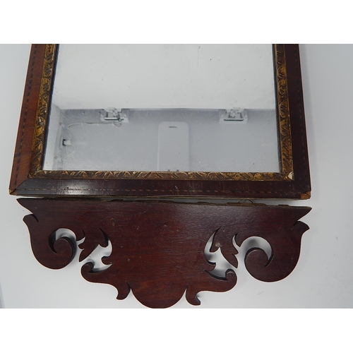 438 - George III Mahogany Fret Cut Mirror c.1810: Measures 43cm x 29cm A/F