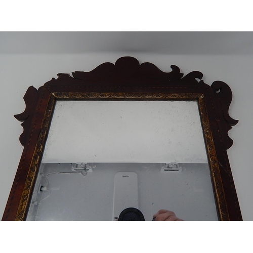 438 - George III Mahogany Fret Cut Mirror c.1810: Measures 43cm x 29cm A/F