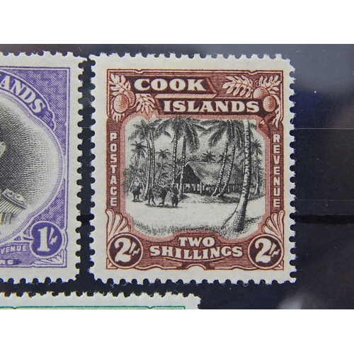 311 - Cook Islands: 1938 - 43 1/-, 2/- and 3/- pictorials mint. SG 127 - 9. Cat £85.