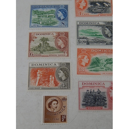 315 - Dominica: 1954 - 62 pictorials set um, 1954 vals only. SG 140 - 58. Cat £50+