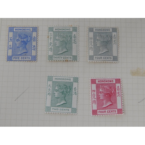 361 - Hong Kong: album page containing various mint QV comprising 2c red, 2c green, 4c red, 4c grey x 2, 5... 