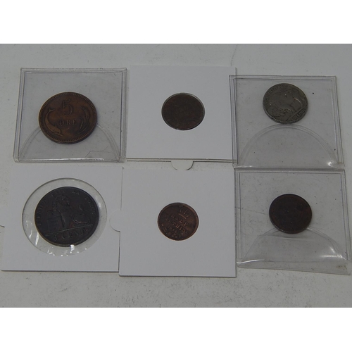 124 - Half Farthing 1844: USA One Cent 1880/1907: USA 5 Cents 1936: Belgium 5 Cents 1857: 5 Ore 1874.