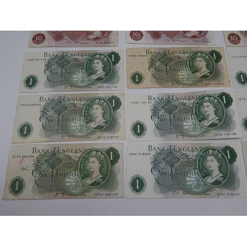 88 - British Bank Notes: Page £10 Note: Page £5 Note: Forde/Page £1 Notes (10) Hollom/O'Brien/Forde 10-/-... 