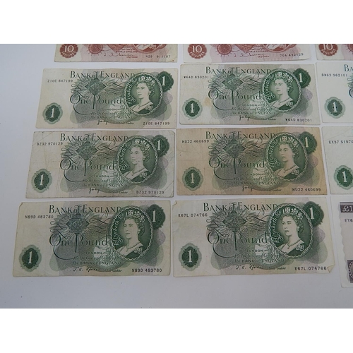 91 - British Bank Notes: Gill £10 Note: O'Brien/Forde/Page £1 Notes (11) O'Brien/Hollom/Forde 10-/- Notes... 