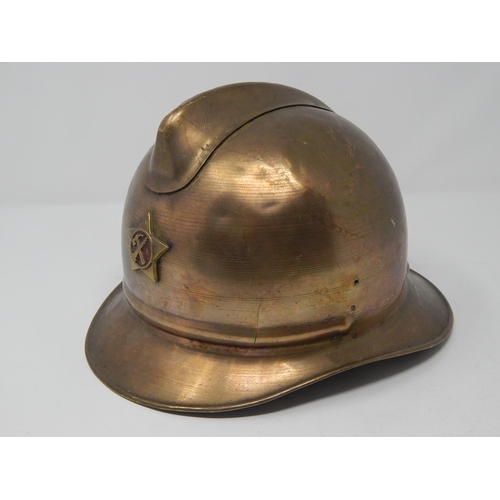 502 - Early C20th Brass Russian Fireman's Helmet.