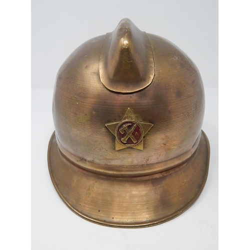 502 - Early C20th Brass Russian Fireman's Helmet.