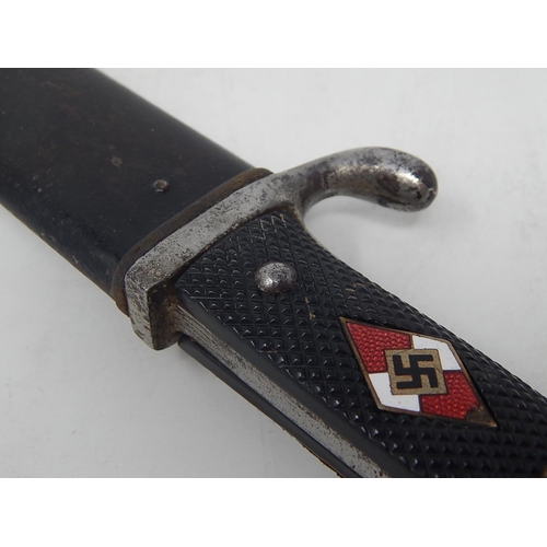 507 - A WWII Second World War German Nazi Third Reich Hitler Youth dagger having black chequered grips wit... 