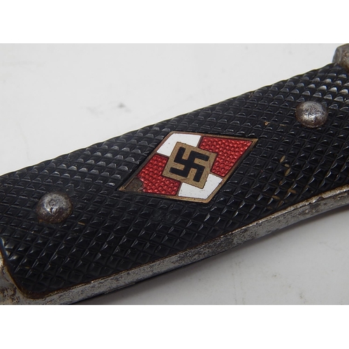 507 - A WWII Second World War German Nazi Third Reich Hitler Youth dagger having black chequered grips wit... 