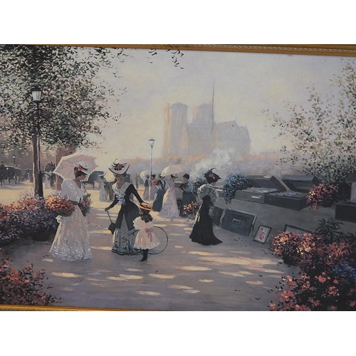 475 - Pictures: Large Framed Parisian Scene: Framed & Glazed Hunting Print & Two Signed Framed & Glazed Pr... 