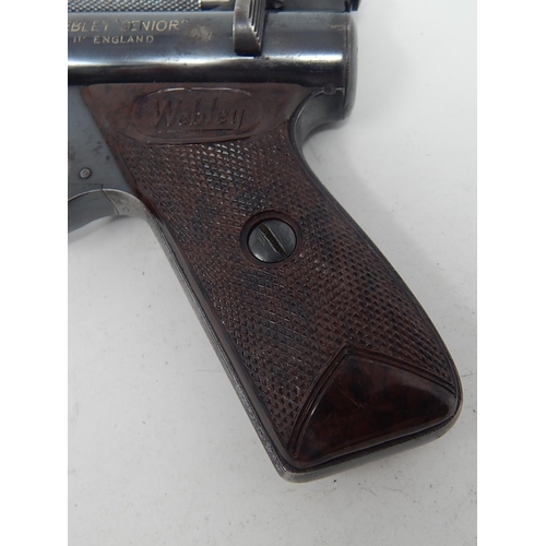 515 - Vintage Webley Senior Air Pistol by Webley & Scott Ltd Birmingham with brown chequered grip: No 1473... 