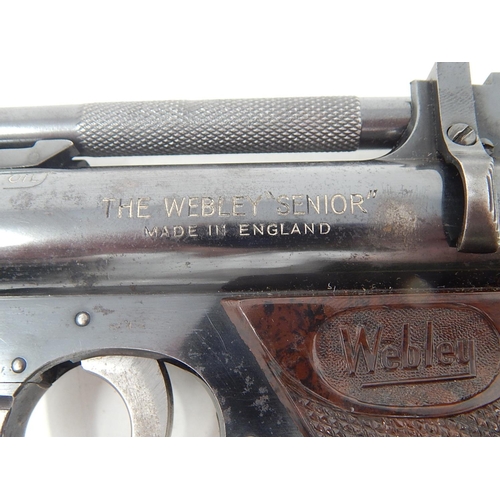 515 - Vintage Webley Senior Air Pistol by Webley & Scott Ltd Birmingham with brown chequered grip: No 1473... 