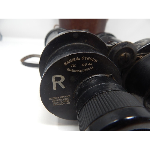 530 - WWII Naval Binoculars: Barr & Stroud 7x CF 41 A.P No 1900A Serial No 39909 with Broad Arrow Impresse... 