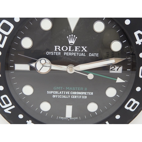 478 - ROLEX Oyster Perpetual GMT Master II Dealers Clock with Black Dial, Luminous Hands & Markers, Date A... 