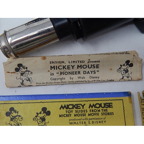 480 - 1930's MICKEY MOUSE Toy Lantern together with numerous glass coloured slides. Complete with original... 