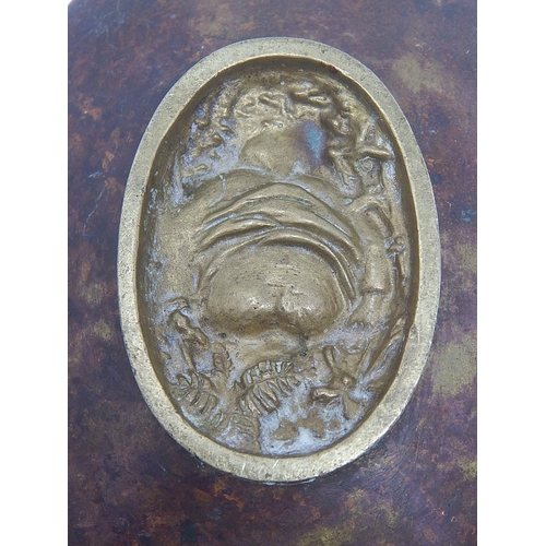 482 - Novelty Cast Bronze Dish c.1900 Depicting a Lady Hiding Behind a Laden Wheel Barrow. The Underside S... 