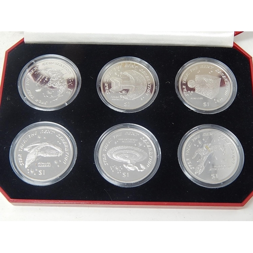 33 - Star Trek: Set of Six Silver Crown Size Medallions Depicting Star Trek Ships: Each Weighing 28.4g in... 