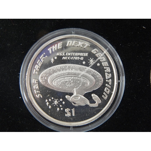 33 - Star Trek: Set of Six Silver Crown Size Medallions Depicting Star Trek Ships: Each Weighing 28.4g in... 