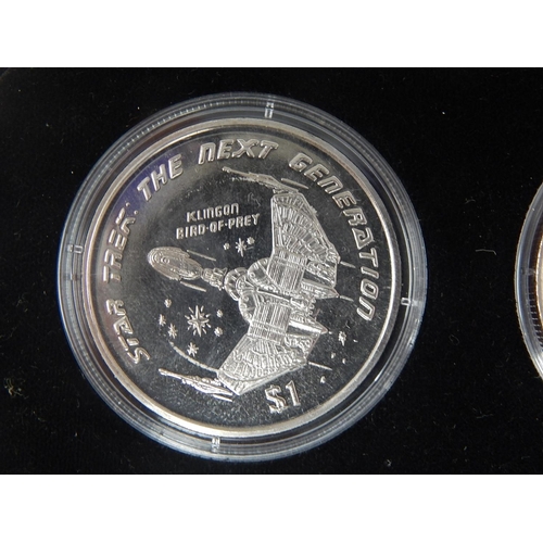 33 - Star Trek: Set of Six Silver Crown Size Medallions Depicting Star Trek Ships: Each Weighing 28.4g in... 