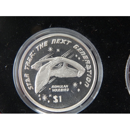 33 - Star Trek: Set of Six Silver Crown Size Medallions Depicting Star Trek Ships: Each Weighing 28.4g in... 