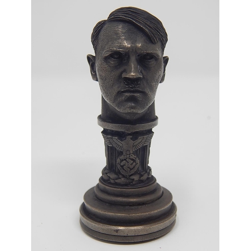 525 - Adolph Hitler Cast Metal Desk Seal with Winged Eagle & Nazi Insignia: Measures 8cm.