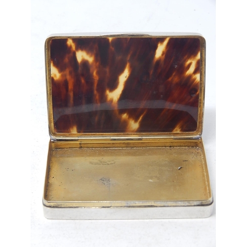 38 - Silver & Tortoiseshell Cigarette Case Hallmarked London 1928 by Collett & Anderson together with a f... 