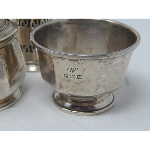 41 - Hallmarked Silver Mustard Pot, Open Salt & Pepper Pot.