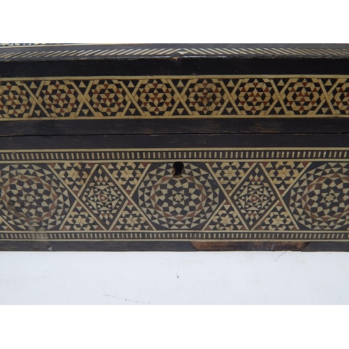 490 - Antique Anglo-Indian Box Inlaid with Mother of Pearl Panels with Bone Borders: Measuring 31cm x 21cm... 