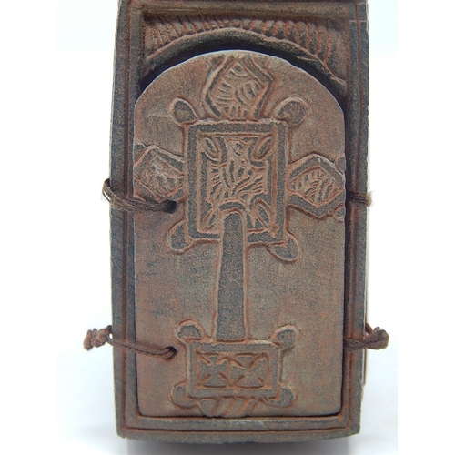 498 - Russian Orthodox Shrine Made From Terracota with Four Opening Doors Each Engraved With Figures. Meas... 