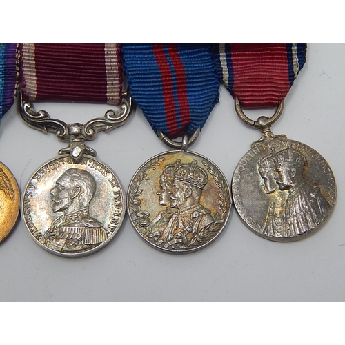 535 - WWI: Miniature Medals together with GV Medals on Pinned Bar with Ribbons.