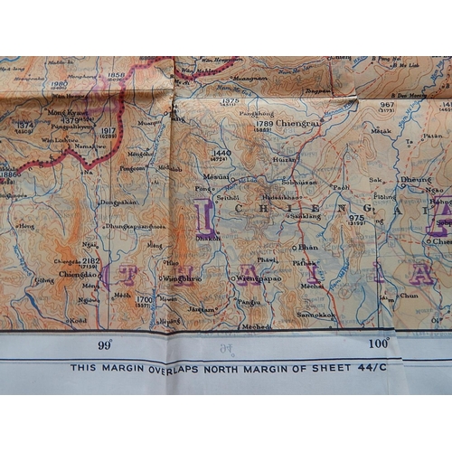 537 - WWII Genuine Silk Escape Maps of: Side A: India (Part of), Burma (North West), Side B: Burma (North ... 