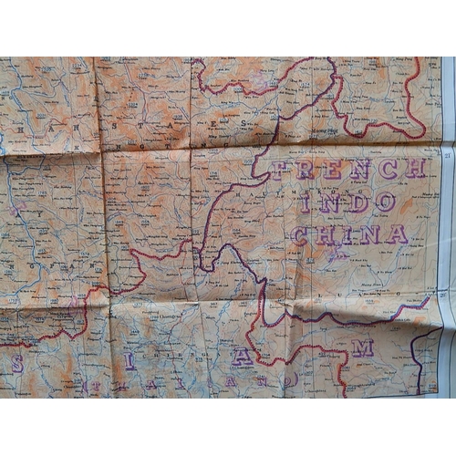 537 - WWII Genuine Silk Escape Maps of: Side A: India (Part of), Burma (North West), Side B: Burma (North ... 