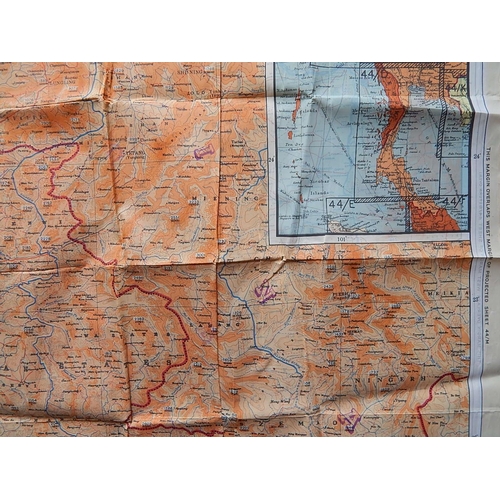 537 - WWII Genuine Silk Escape Maps of: Side A: India (Part of), Burma (North West), Side B: Burma (North ... 